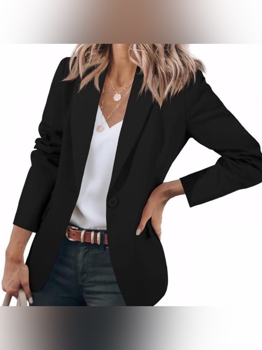 Cicy Bell Capsule Wardrobe OfficeBlazer Classic Black Single Button